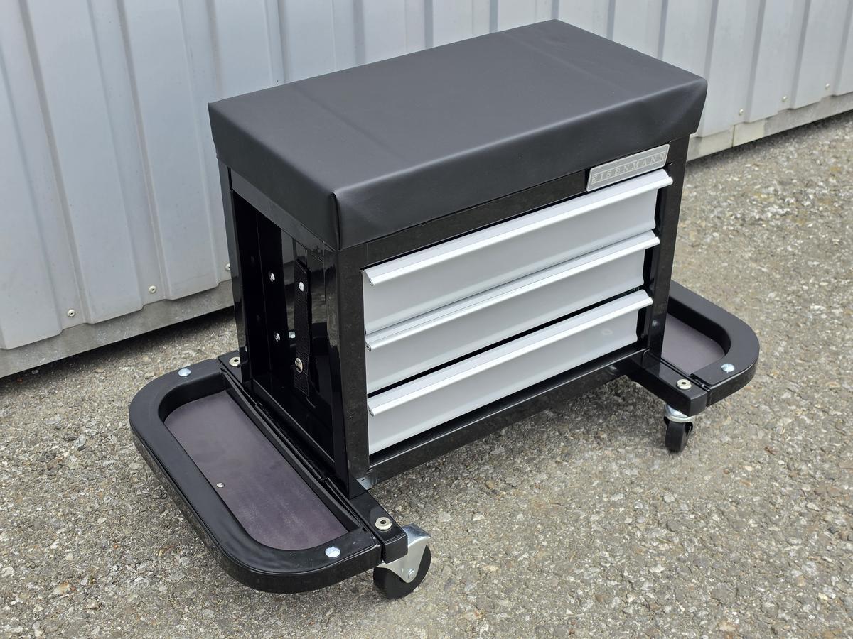 Werkstatthocker mit Laden und Rollen � Silber/Schwarz?d=2026-05-07 00:26:27