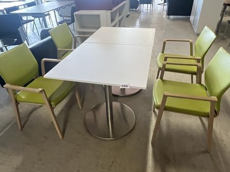 Tischmodul ca. 80 x 80 x 79 cm, Platte wei� mit 2 Stk. SELMA St�hlen mit Armlehne