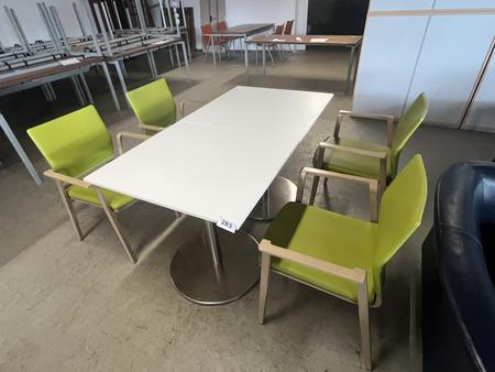 Tischmodul ca. 80 x 80 x 79 cm, Platte wei� mit 2 Stk. SELMA St�hlen mit Armlehne