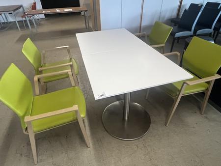Tischmodul ca. 80 x 80 x 79 cm, Platte wei� mit 2 Stk. SELMA St�hlen mit Armlehne