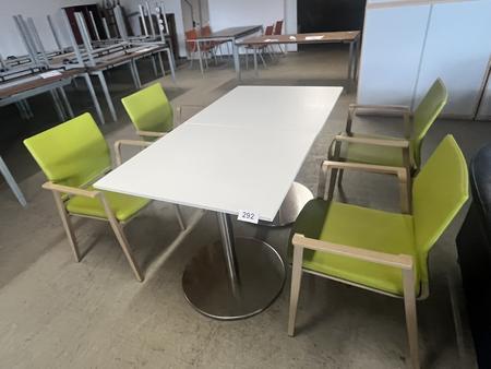 Tischmodul ca. 80 x 80 x 79 cm, Platte wei� mit 2 Stk. SELMA St�hlen mit Armlehne