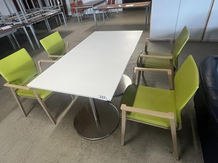 Tischmodul ca. 80 x 80 x 79 cm, Platte wei� mit 2 Stk. SELMA St�hlen mit Armlehne