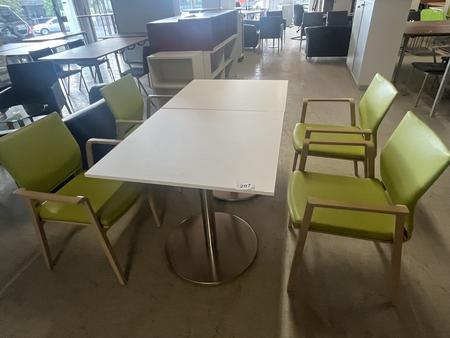 Tischmodul ca. 80 x 80 x 79 cm, Platte wei� mit 2 Stk. SELMA St�hlen mit Armlehne