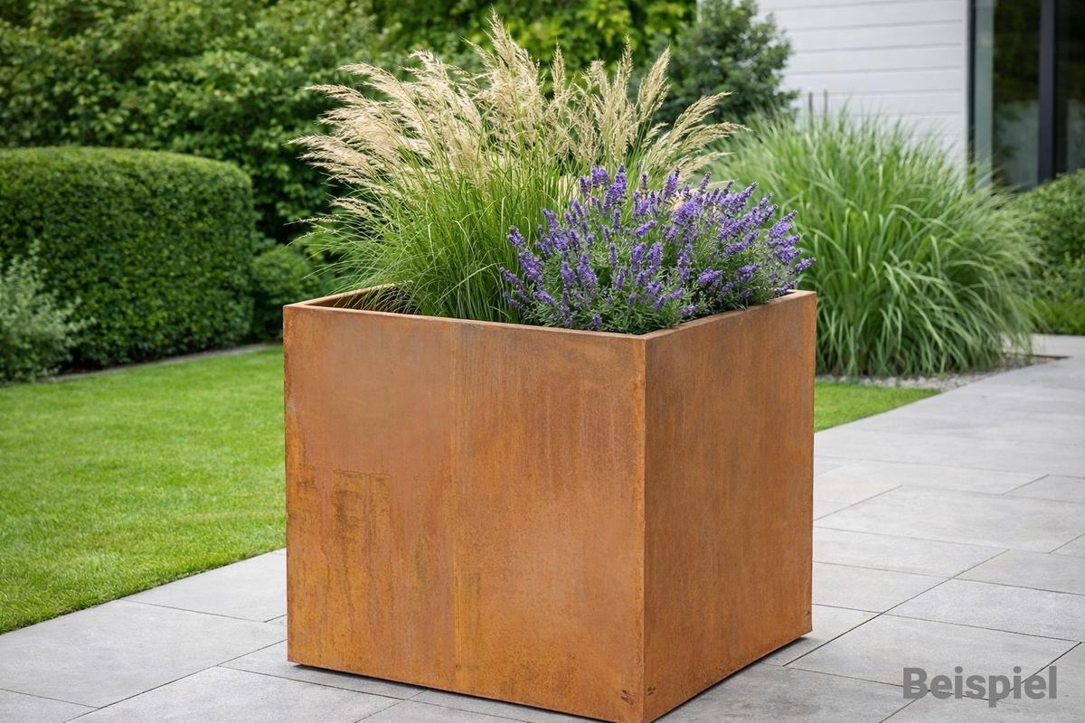 70x70x70cm Terra Corten Cortenstahl Pflanzengef&auml;&szlig; Cube