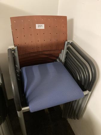 10 Stk. Besucherst�hle stapelbar mit Armlehne - Soffbezug blau