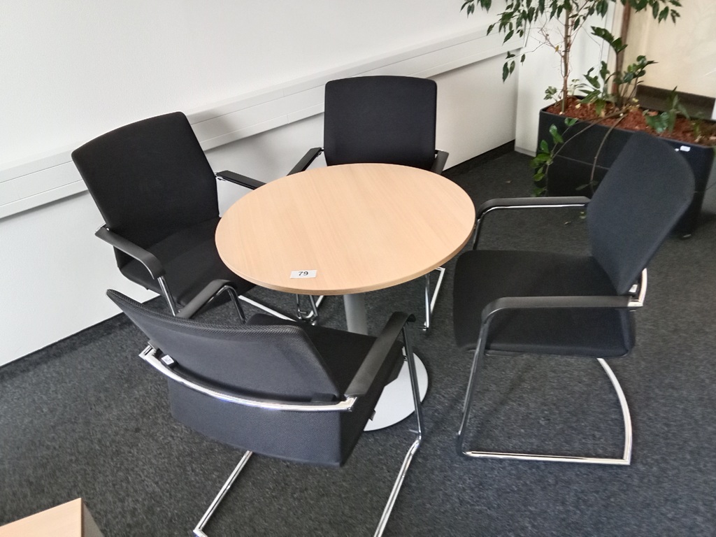 Besprechungstisch DM 80 cm inkl. 4 Stk. Besprechungsst&uuml;hlen