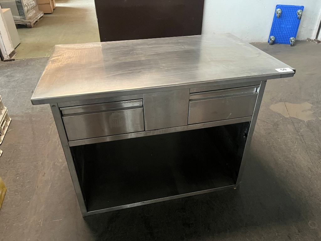 Edelstahlmodul mit 2 Laden, Ma&szlig;e: ca. 115 x 70 x 75 cm