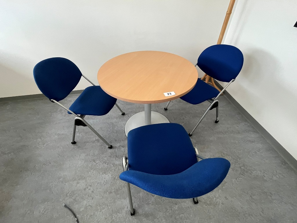 Besuchertisch inkl. 3 Besucherst&uuml;hle in Blau, DM 80 cm?d=2026-09-23 23:07:01