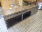 Edelstahl-Küchenmodul mit Schiebetüren, 3 Laden, 2teilig, ca. 320 x 70 x 75 cm Edelstahl-Küchenmodul mit Schiebetüren, 3 Laden, 2teilig, ca. 320 x 70 x 75 cm